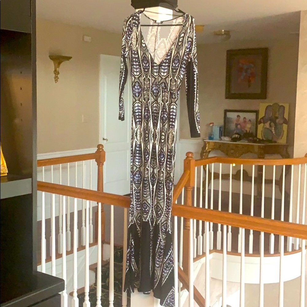 Venus maxi deep V stretch jersey dress XS